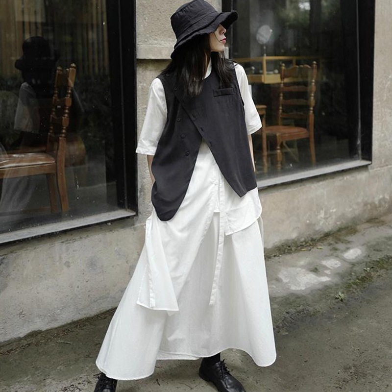 女性用ブラックベストノースリーブ大ルース春夏新作ファッションパーソナリティ女性ベストカジュアルベスト無地シンプルルーズレディースベスト 女性用ブラックベストノースリーブ大ルース春夏新作ファッションパーソナリティ女性ベストカジュアルベスト無地シンプルルーズレディースベスト