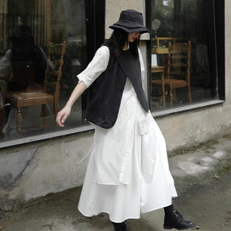 女性用ブラックベストノースリーブ大ルース春夏新作ファッションパーソナリティ女性ベストカジュアルベスト無地シンプルルーズレディースベスト 女性用ブラックベストノースリーブ大ルース春夏新作ファッションパーソナリティ女性ベストカジュアルベスト無地シンプルルーズレディースベスト