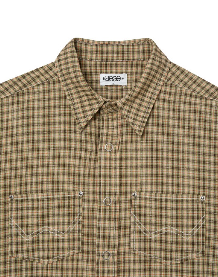 【aeae】 WESTERN CHECK SHIRTS : YELLOW GREEN 【aeae】 WESTERN CHECK SHIRTS : YELLOW GREEN