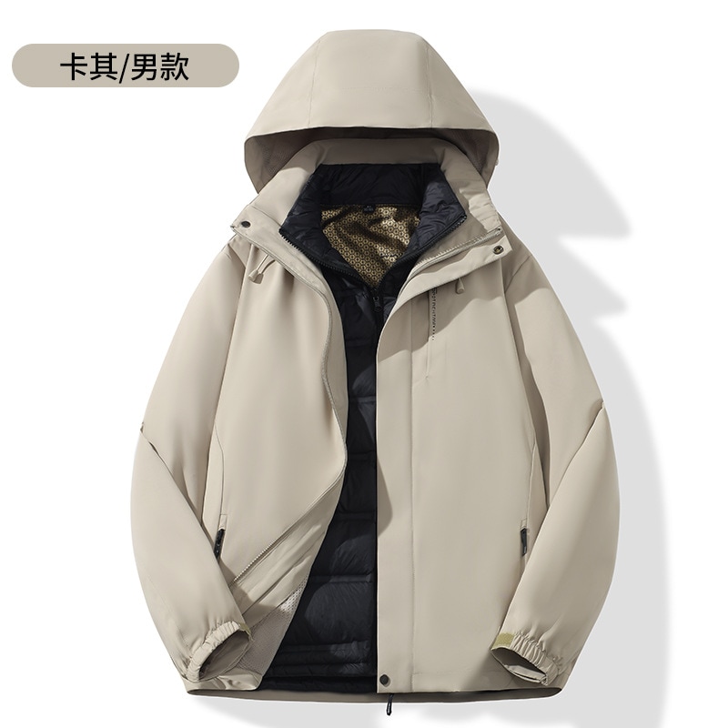 秋冬アウトドアダウントリプルパンチコート男2着防風保温取り外し可能カップルコート女 C31-379