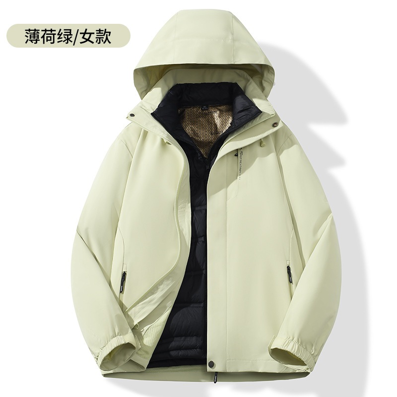 秋冬アウトドアダウントリプルパンチコート男2着防風保温取り外し可能カップルコート女 C31-379