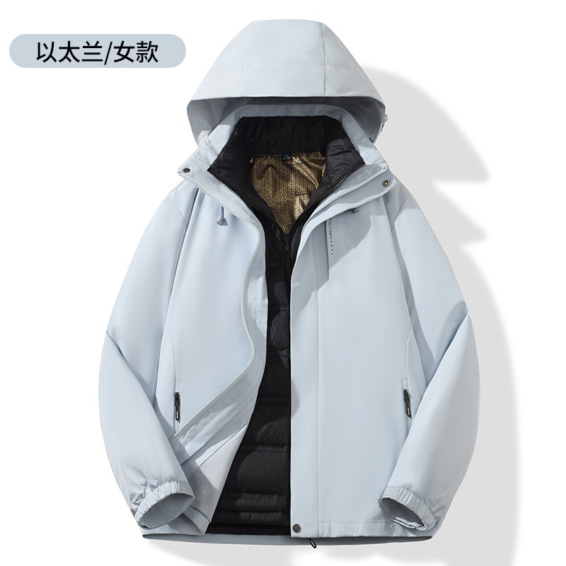 秋冬アウトドアダウントリプルパンチコート男2着防風保温取り外し可能カップルコート女 C31-379