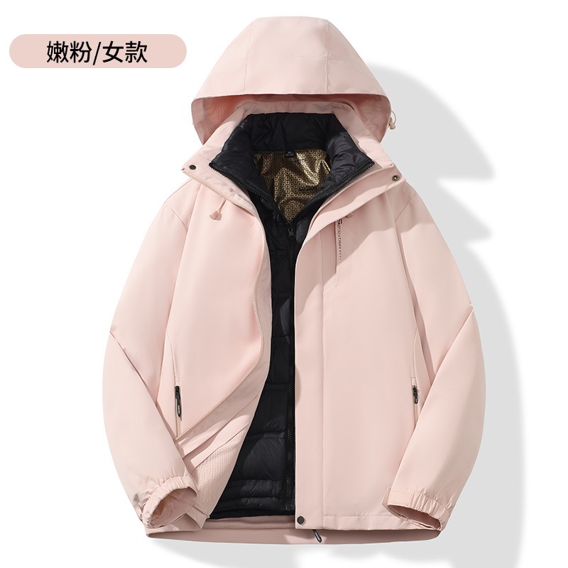 秋冬アウトドアダウントリプルパンチコート男2着防風保温取り外し可能カップルコート女 C31-379