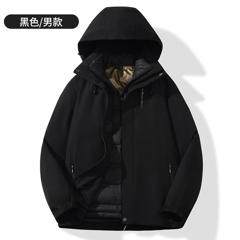 秋冬アウトドアダウントリプルパンチコート男2着防風保温取り外し可能カップルコート女 C31-379
