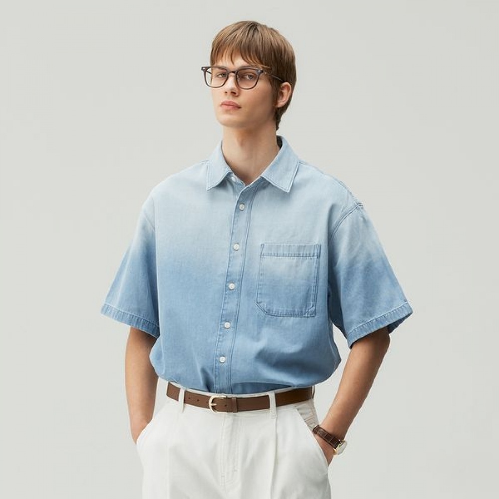 [MINDBRIDGE] グラデーションデニムショートスリーブジャケット