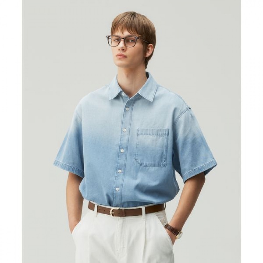 [MINDBRIDGE] グラデーションデニムショートスリーブジャケット