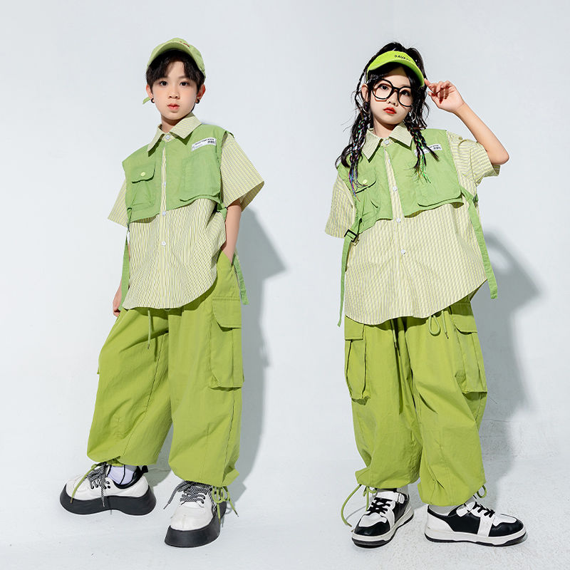 【2112人コレクション】ストリートダンス男児スーツ少年ヒップホップhiphopクール格好いいコスチューム夏の子供ジャズダンス衣装女の子