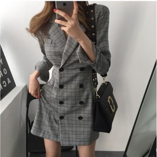 【取寄:納期2週間】コート レディース チェック 新作 チェック柄 韓国 アウター スーツ テーラード テーラードジャケット 春 秋 大きいサイズ 着痩せ ダブルボタン ロング丈 ミドル丈 通勤 【取寄:納期2週間】コート レディース チェック 新作 チェック柄 韓国 アウター スーツ テーラード テーラードジャケット 春 秋 大きいサイズ 着痩せ ダブルボタン ロング丈 ミドル丈 通勤