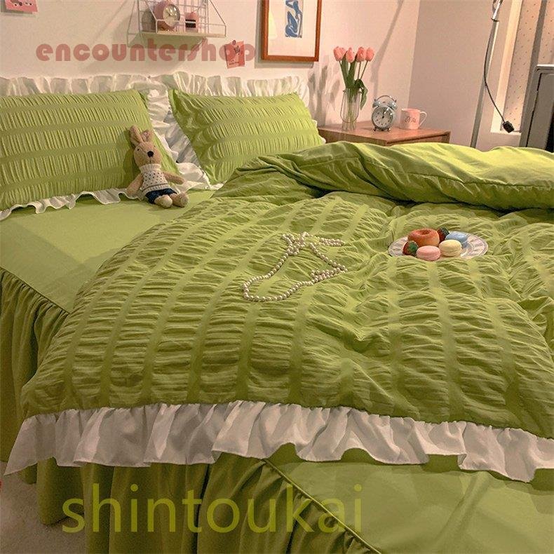ベッドスカート 布団カバー3点セット シングル セミダブル 可愛い 掛け布団カバー 女性 フリル 無 ベッドスカート 布団カバー3点セット シングル セミダブル 可愛い 掛け布団カバー 女性 フリル 無