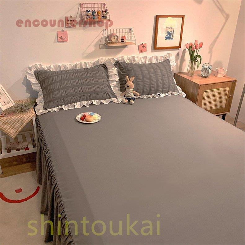 ベッドスカート 布団カバー3点セット シングル セミダブル 可愛い 掛け布団カバー 女性 フリル 無 ベッドスカート 布団カバー3点セット シングル セミダブル 可愛い 掛け布団カバー 女性 フリル 無