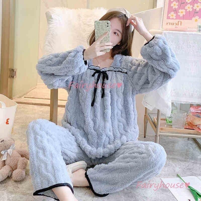 ルームウェアパジャマお客様感謝還元セールス氷潔漫画ミッチパジャマ女春秋綿長袖丸首カジュアルins外着家庭服セット