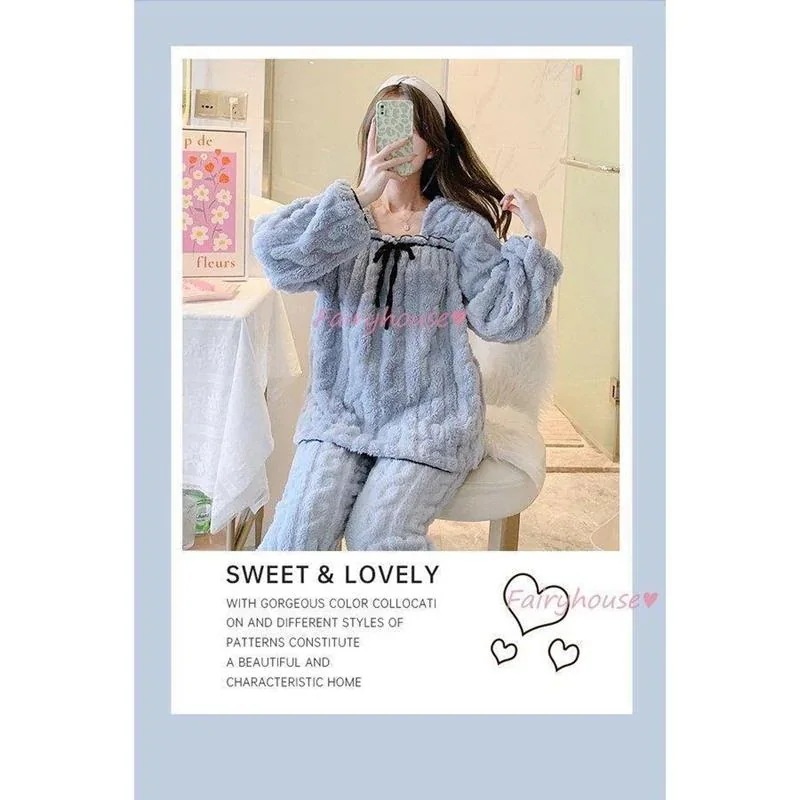 ルームウェアパジャマお客様感謝還元セールス氷潔漫画ミッチパジャマ女春秋綿長袖丸首カジュアルins外着家庭服セット