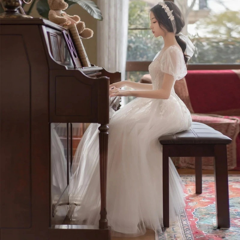 ウェディングドレス 花柄 パフスリーブ 可愛い 白 二次会ドレス チュール ドレス Aライン 結婚式ドレス ウェディング ロングドレス ホワイト 無地 海外挙式 撮影 XS S M L XL XXL ウェディングドレス 花柄 パフスリーブ 可愛い 白 二次会ドレス チュール ドレス Aライン 結婚式ドレス ウェディング ロングドレス ホワイト 無地 海外挙式 撮影 XS S M L XL XXL