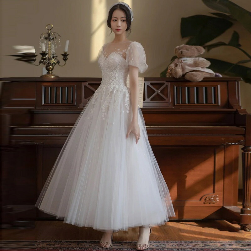 ウェディングドレス 花柄 パフスリーブ 可愛い 白 二次会ドレス チュール ドレス Aライン 結婚式ドレス ウェディング ロングドレス ホワイト 無地 海外挙式 撮影 XS S M L XL XXL ウェディングドレス 花柄 パフスリーブ 可愛い 白 二次会ドレス チュール ドレス Aライン 結婚式ドレス ウェディング ロングドレス ホワイト 無地 海外挙式 撮影 XS S M L XL XXL