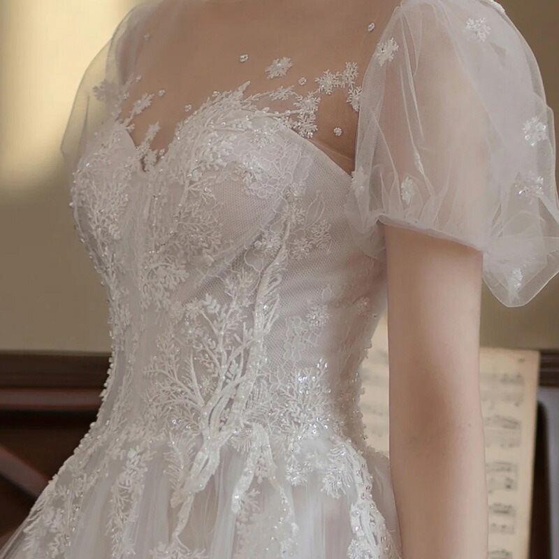 ウェディングドレス 花柄 パフスリーブ 可愛い 白 二次会ドレス チュール ドレス Aライン 結婚式ドレス ウェディング ロングドレス ホワイト 無地 海外挙式 撮影 XS S M L XL XXL ウェディングドレス 花柄 パフスリーブ 可愛い 白 二次会ドレス チュール ドレス Aライン 結婚式ドレス ウェディング ロングドレス ホワイト 無地 海外挙式 撮影 XS S M L XL XXL