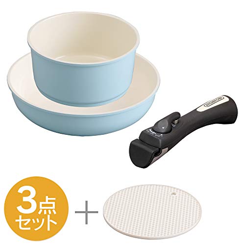 【時短・省エネ】 アイリスオーヤマ 取っ手のとれる フライパン 鍋 3点セット IH ガス火対応 26cm コンパクト収納 軽量 セラミックカラーパン ブルー CC-SE3N 【時短・省エネ】 アイリスオーヤマ 取っ手のとれる フライパン 鍋 3点セット IH ガス火対応 26cm コンパクト収納 軽量 セラミックカラーパン ブルー CC-SE3N