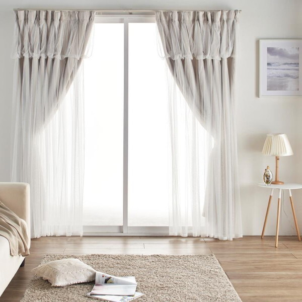 ユニベール レイヤードカーテン 100×110cm ベージュ メーカー直送