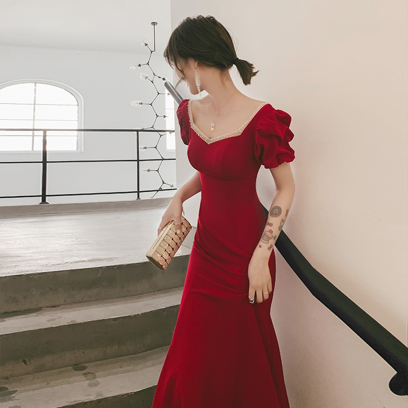 新品入荷 ウエディングドレス 結婚式 ドレス パーティードレス ロングワンピース ドレス ロングドレス パーティードレス 結婚式の魚の尾の酒の赤い娘は 結婚します ドレス サイズ Xxl Www Cjpearce Com Au