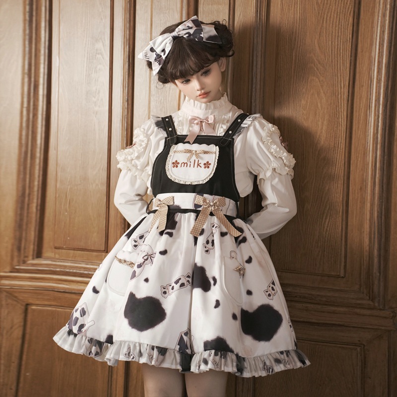 全種類甘いミルク砂糖lolitaスカート韓国デザイン乳牛lolitaワンピース高腰バックスカート