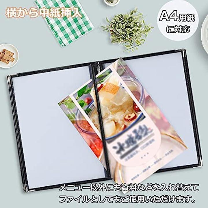 メニューブック a4 10冊セット メニュー表 メニューファイル 8ページ menu book A4サイズ対応 透明