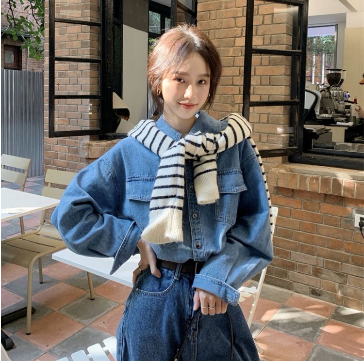 ルーズシャツ ブルーデニムシャツ トップス Tシャツ シャツ ブラウス ビッグT ロング 袖あり 長袖 Vネック 襟付き ストレート ワイド Iライン ポケット 前開き ルーズシャツ ブルーデニムシャツ トップス Tシャツ シャツ