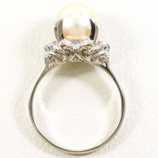 PT900 プラチナ リング 12号 パール(真珠) 約9mm ダイヤ 0.06 ジュエリー 中古 PT900 プラチナ リング 12号 パール(真珠) 約9mm ダイヤ 0.06 ジュエリー 中古