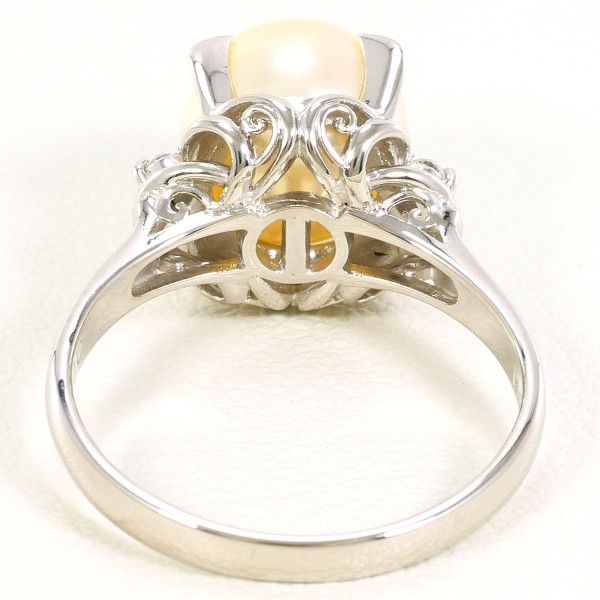 PT900 プラチナ リング 12号 パール(真珠) 約9mm ダイヤ 0.06 ジュエリー 中古 PT900 プラチナ リング 12号 パール(真珠) 約9mm ダイヤ 0.06 ジュエリー 中古