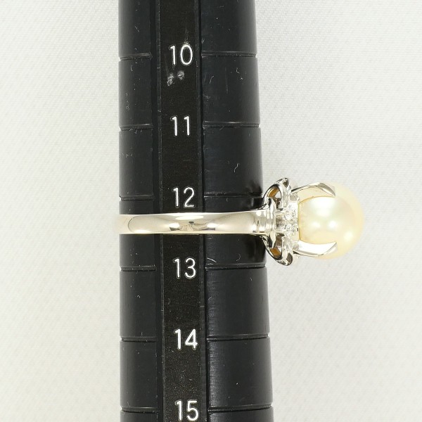 PT900 プラチナ リング 12号 パール(真珠) 約9mm ダイヤ 0.06 ジュエリー 中古 PT900 プラチナ リング 12号 パール(真珠) 約9mm ダイヤ 0.06 ジュエリー 中古