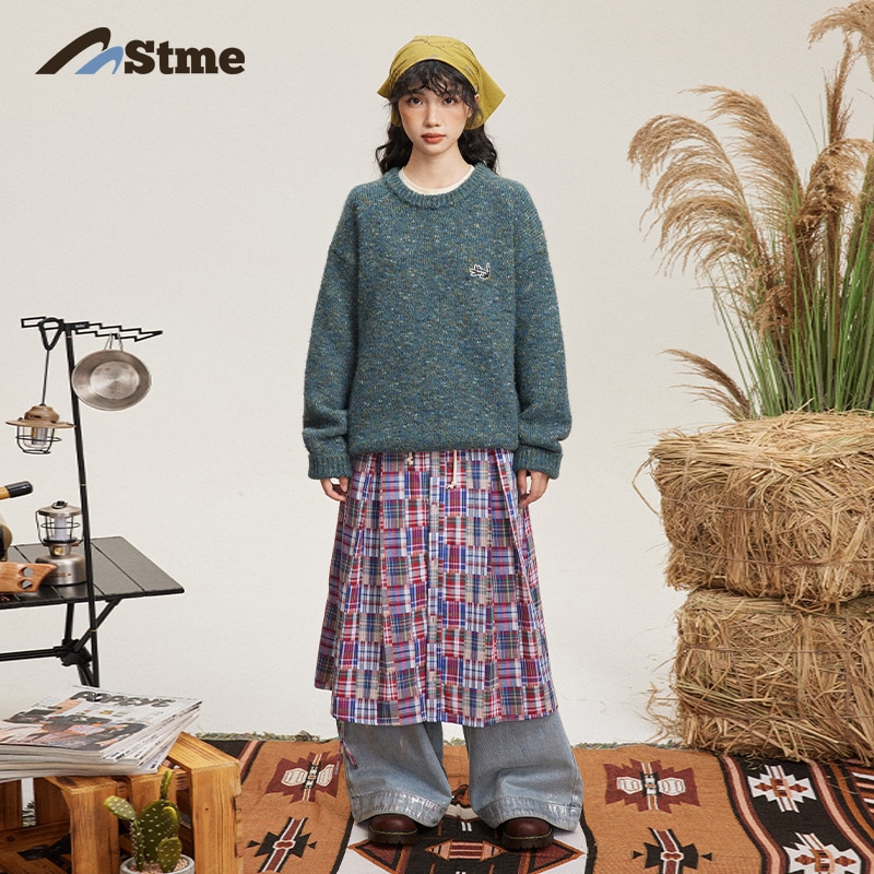 早乙女恵子 さおとめ 和レトロ ルーズ ベーシック モヘア糸 カラー ドット 刺繍 ラベル セーター 秋冬