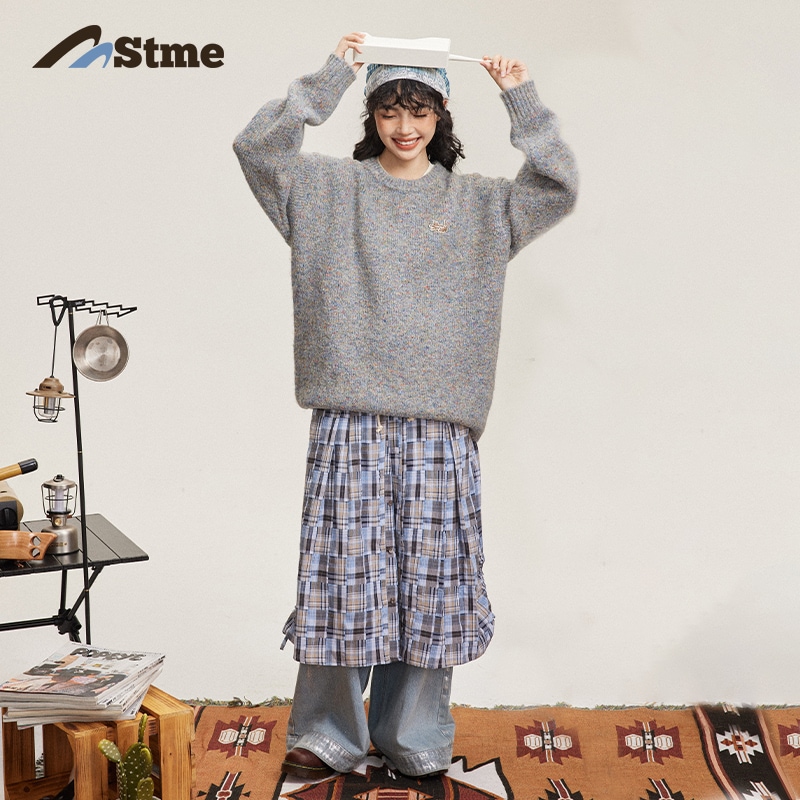 早乙女恵子 さおとめ 和レトロ ルーズ ベーシック モヘア糸 カラー ドット 刺繍 ラベル セーター 秋冬