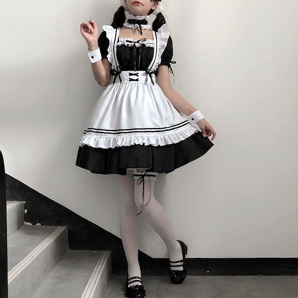 Qoo10] 本格メイド服 コスプレ衣装 6点セット