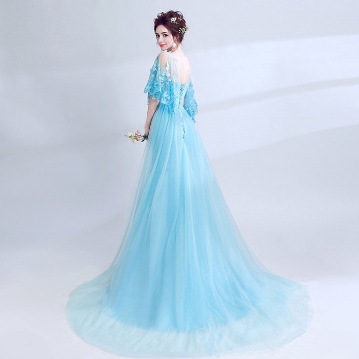 カラードレス 演奏会用ドレス パーティードレス ロングドレス ウェディングドレス 発表会 結婚式 ピアノ 二次会 ドレス 前撮り 結婚式 花嫁 ボレロ　トレーン