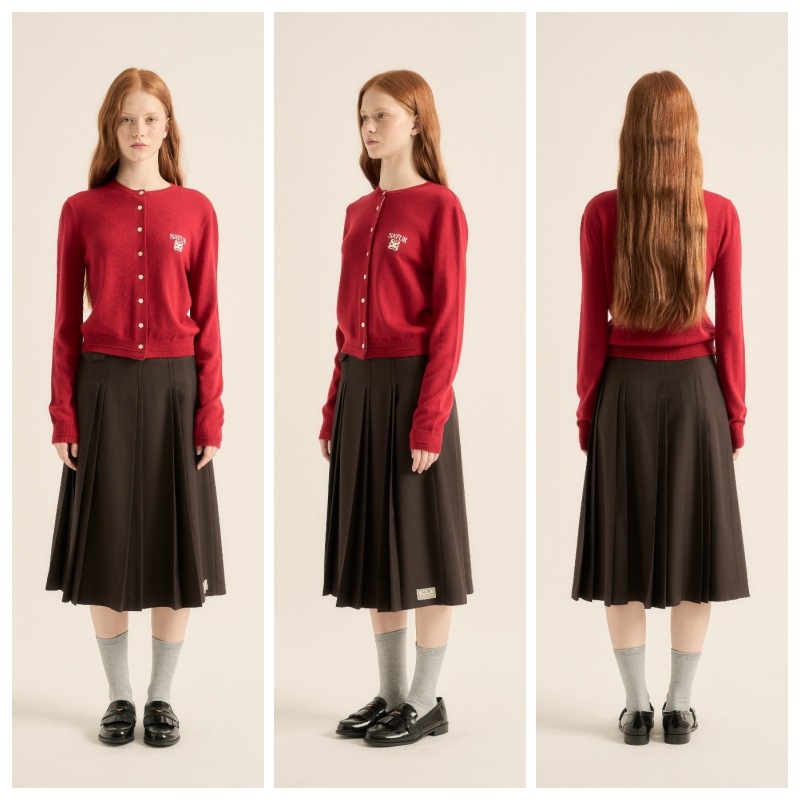 ☆送料・関税込☆SATUR★(W) Wool Pleats Skirt★ SATUR】 (W) WOOL PLEATS SKIRT : 2COLORS ミディアムスカート