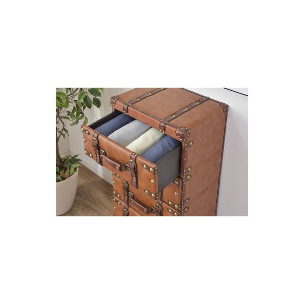 ヴィンテージなトランク風チェスト 4段 北欧 ナチュラル 収納家具 リビング