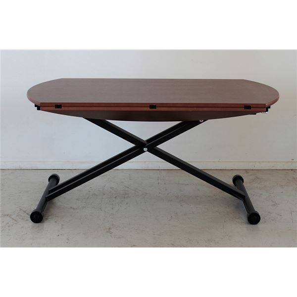 折りたたみ式天板付き 昇降テーブル/ローテーブル ブラウン 幅120cm スチール製脚付き アイルス アイル 組立品
