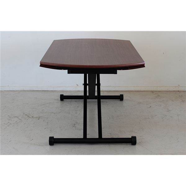 折りたたみ式天板付き 昇降テーブル/ローテーブル ブラウン 幅120cm スチール製脚付き アイルス アイル 組立品