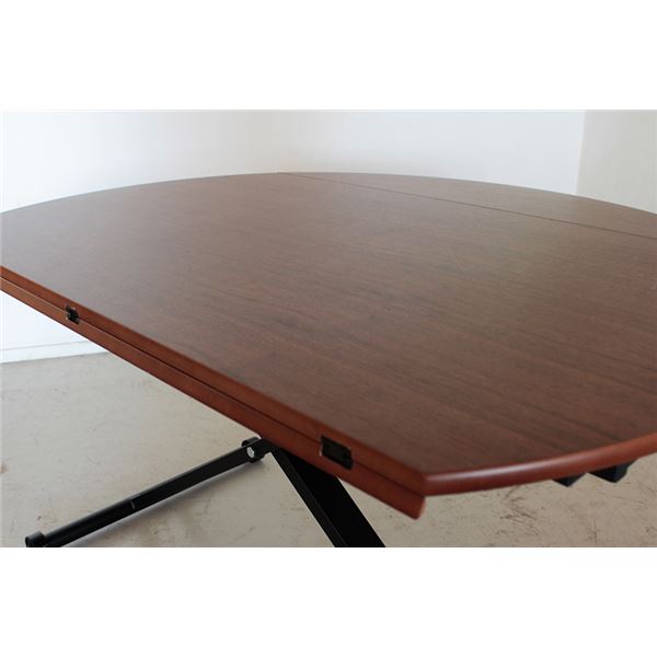 折りたたみ式天板付き 昇降テーブル/ローテーブル ブラウン 幅120cm スチール製脚付き アイルス アイル 組立品