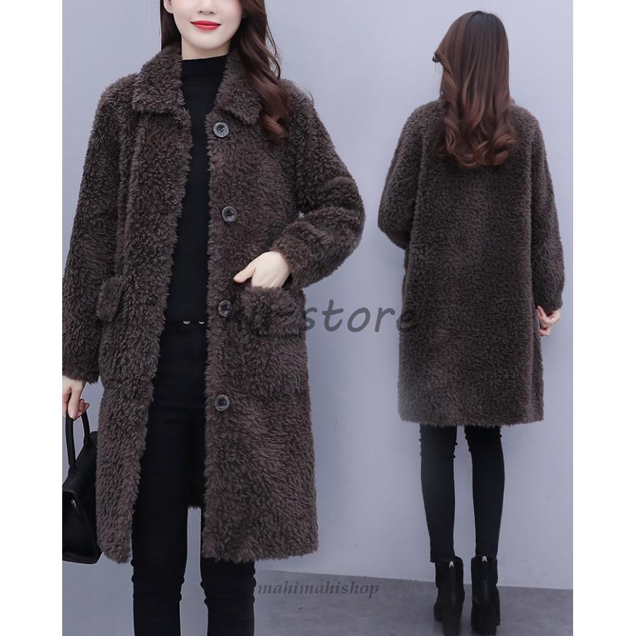 ファーコート ボアコート レディース 冬 ボアコート ファー 毛皮コート厚手 モコモコオーバー 暖かい ファージャケット ロング丈アウター カジュアル