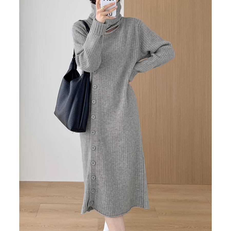 タートルネック ワンピース体型カバー韓国 タートルネック ワンピース体型カバー韓国