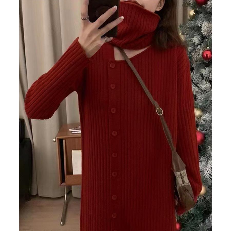 タートルネック ワンピース体型カバー韓国 タートルネック ワンピース体型カバー韓国