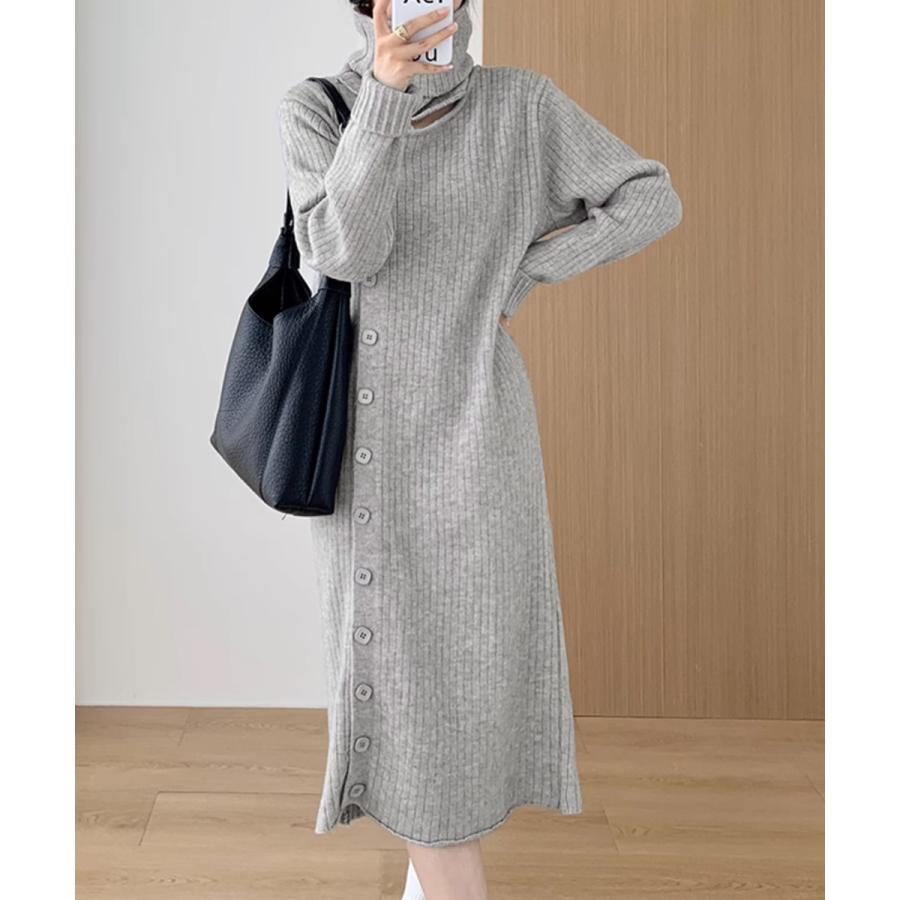 タートルネック ワンピース体型カバー韓国 タートルネック ワンピース体型カバー韓国