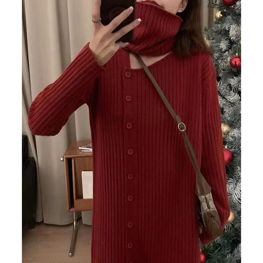 タートルネック ワンピース体型カバー韓国 タートルネック ワンピース体型カバー韓国