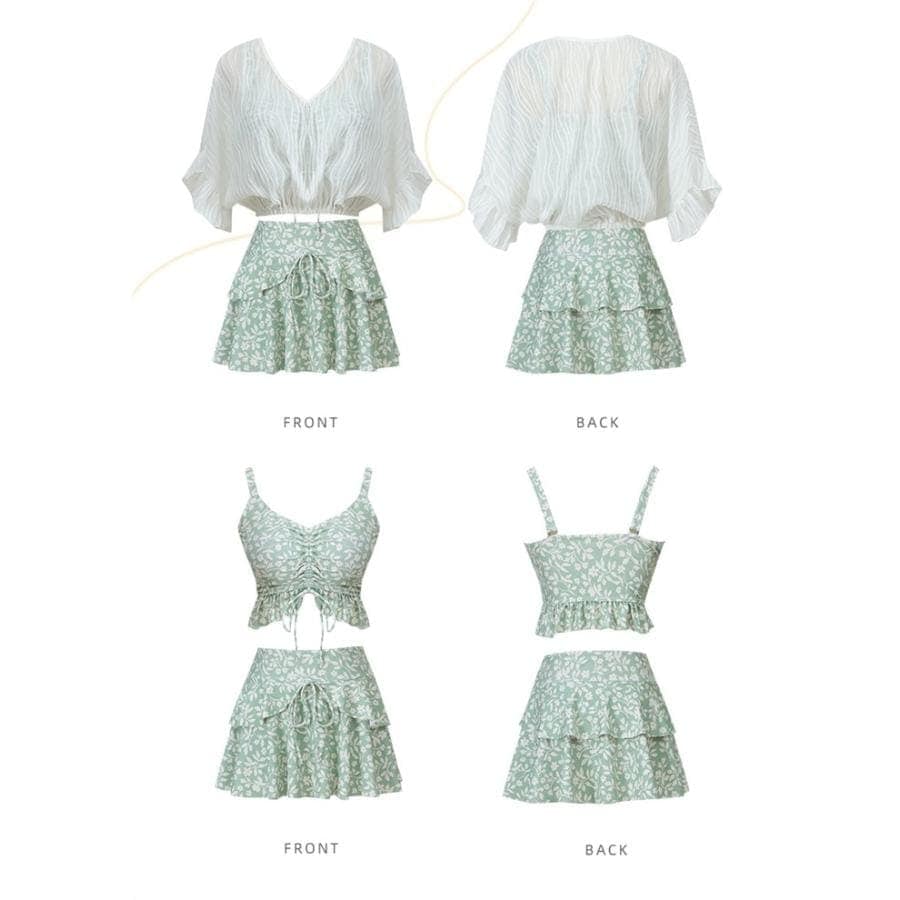 1～3日で出荷タンキニ 水着 レディース 体型カバー グリーン ボレロ ラッシュガード セパレート 20代 30代 40代 カバーアップ 小胸 露出控えめ ノーワイヤー パッド付