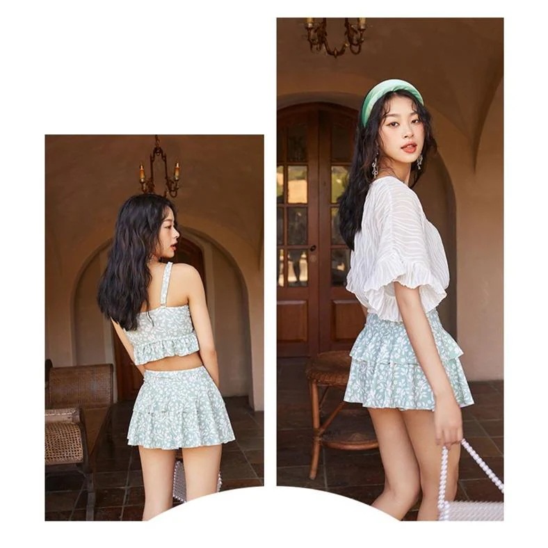 1～3日で出荷タンキニ 水着 レディース 体型カバー グリーン ボレロ ラッシュガード セパレート 20代 30代 40代 カバーアップ 小胸 露出控えめ ノーワイヤー パッド付