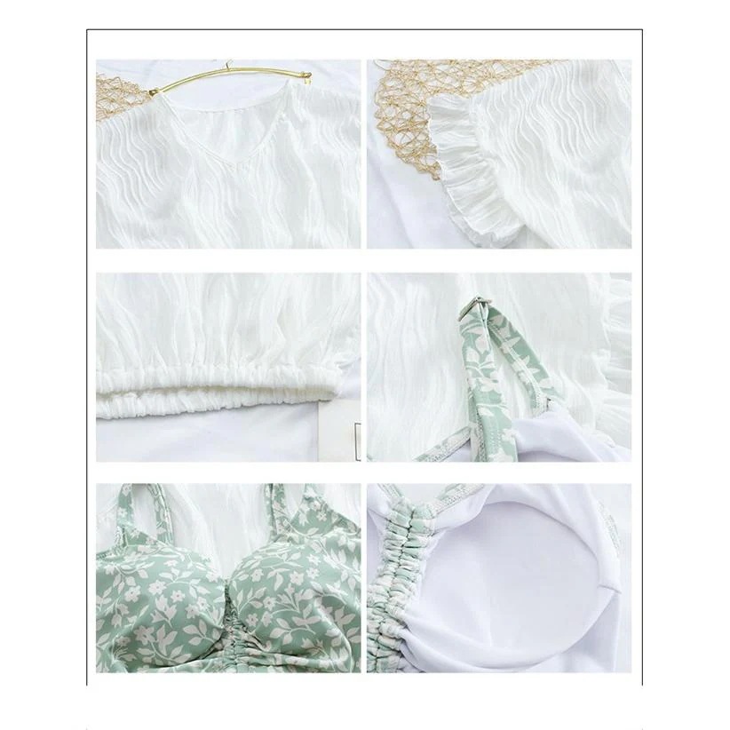 1～3日で出荷タンキニ 水着 レディース 体型カバー グリーン ボレロ ラッシュガード セパレート 20代 30代 40代 カバーアップ 小胸 露出控えめ ノーワイヤー パッド付