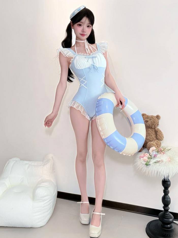 在庫一掃!ワンピース水着 レディース ロリータ風 かわいい 透け感あり リボン フリル 水着 肩出し 着痩せ 学生 シンプル セクシー 無地 コスプレ 衣装 海 リゾート 旅行 撮影 写真用 映える 在庫一掃!ワンピース水着 レディース ロリータ風 かわいい 透け感あり リボン フリル 水着 肩出し 着痩せ 学生 シンプル セクシー 無地 コスプレ 衣装 海 リゾート 旅行 撮影 写真用 映える