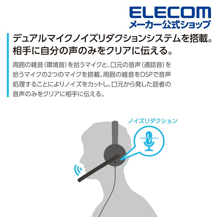 ヘッドセット ヘッドホン 有線 片耳 マイク付 折りたたみ式 オーバーヘッド USB接続 ブラック HS-HP100UNCBK