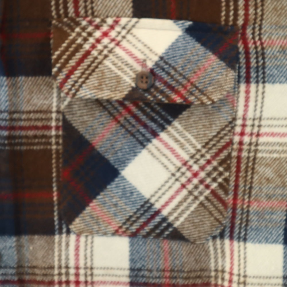 70s 80s 韓国製 アクリル ヴィンテージ チェック柄 長袖 フランネル シャツ M ブラウン メンズ