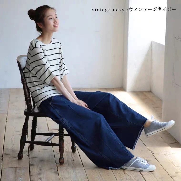 綿 ワイドパンツ soulberry ボトムス ソウルベリー ロング ジーンズ コクーン バルーンパンツ コットン サーカスパンツ ゆるっと ダボっとデニムパンツ レディース