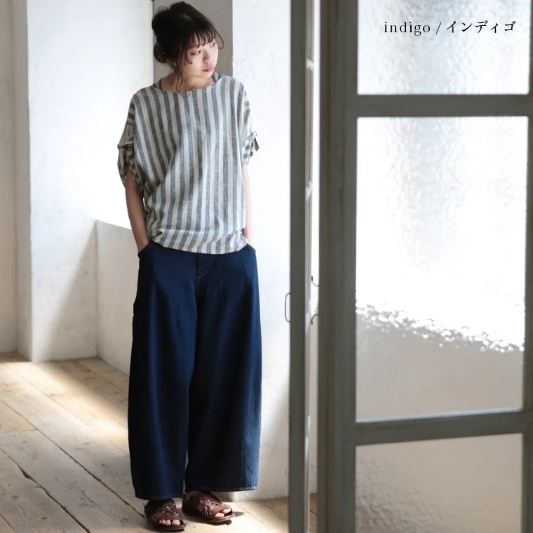 綿 ワイドパンツ soulberry ボトムス ソウルベリー ロング ジーンズ コクーン バルーンパンツ コットン サーカスパンツ ゆるっと ダボっとデニムパンツ レディース